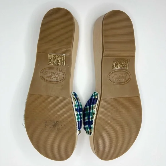 GANNI x Dr. Scholl's Blue Plaid Buckle Wooden Clog Slides Sandals Retro NEW - Picture 11 of 14
